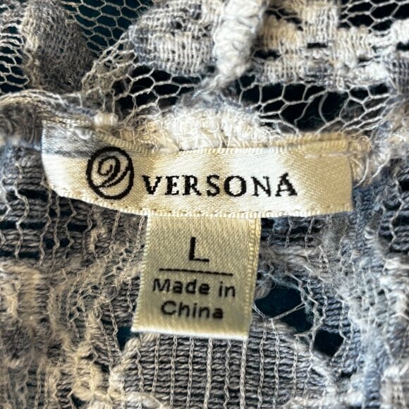 Womans long lace open vest SZ LG Hi Low sides BOHO overtop Slate blue - Picture 7 of 7